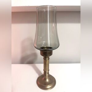 Hurricane Taper Candle Holder, Brass Base and Glass Dome